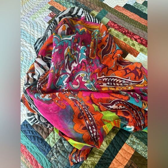 Beautiful Soft Vibrant Color Scarf/Shawl/Swimsuit Cover 39x80” Zebra Print Neon - Picture 8 of 8